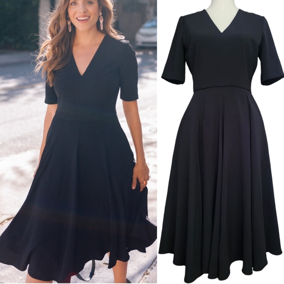 Gal Meets Glam Dresses & Skirts - Gal Meets‎ Glam Edith City Crepe Fit & Flare Classic Black Midi Dress Size 6